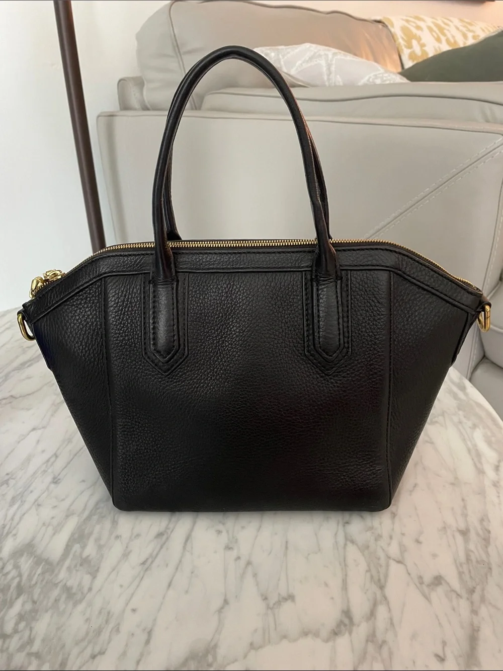 J. Crew Structured Black Leather Satchel Handbag